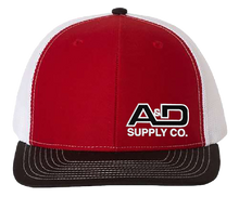 Load image into Gallery viewer, A&D Supply Snapback Trucker Cap with Logo on Front Left Panel
