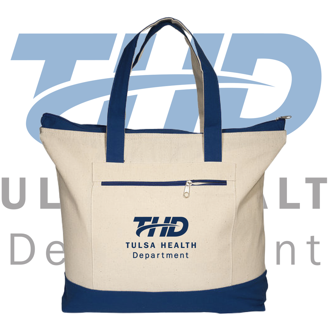 Tulsa Health Dept Zippered Cotton Canvas Tote Bag