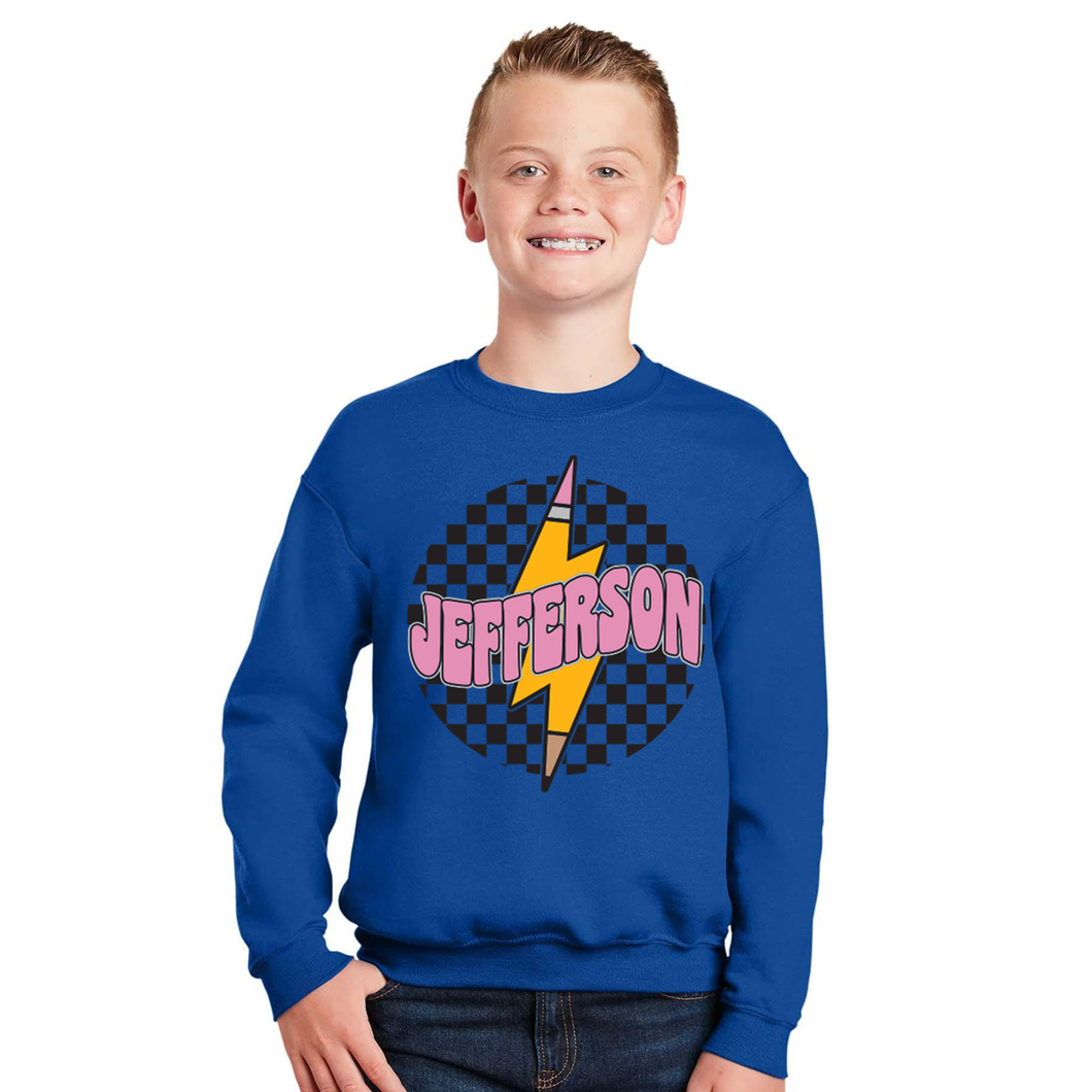 Jefferson Dragons Youth Lightning Pencil Crewneck