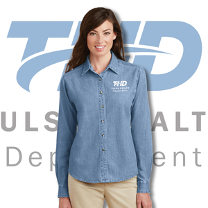 Tulsa Health Dept Port & Company® - Womens Long Sleeve Value Denim Shirt