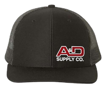 Load image into Gallery viewer, A&amp;D Supply Snapback Trucker Cap with Logo on Front Left Panel

