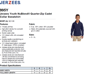 Stanley Hupfeld Academy Youth 1/4 Zip Jacket