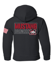 Load image into Gallery viewer, Youth Mustang Broncos Rectangle Back Gildan Youth Hoody
