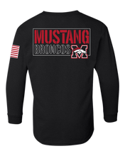 Load image into Gallery viewer, Youth Mustang Broncos Rectangle Back Gildan Youth LS T Shirt
