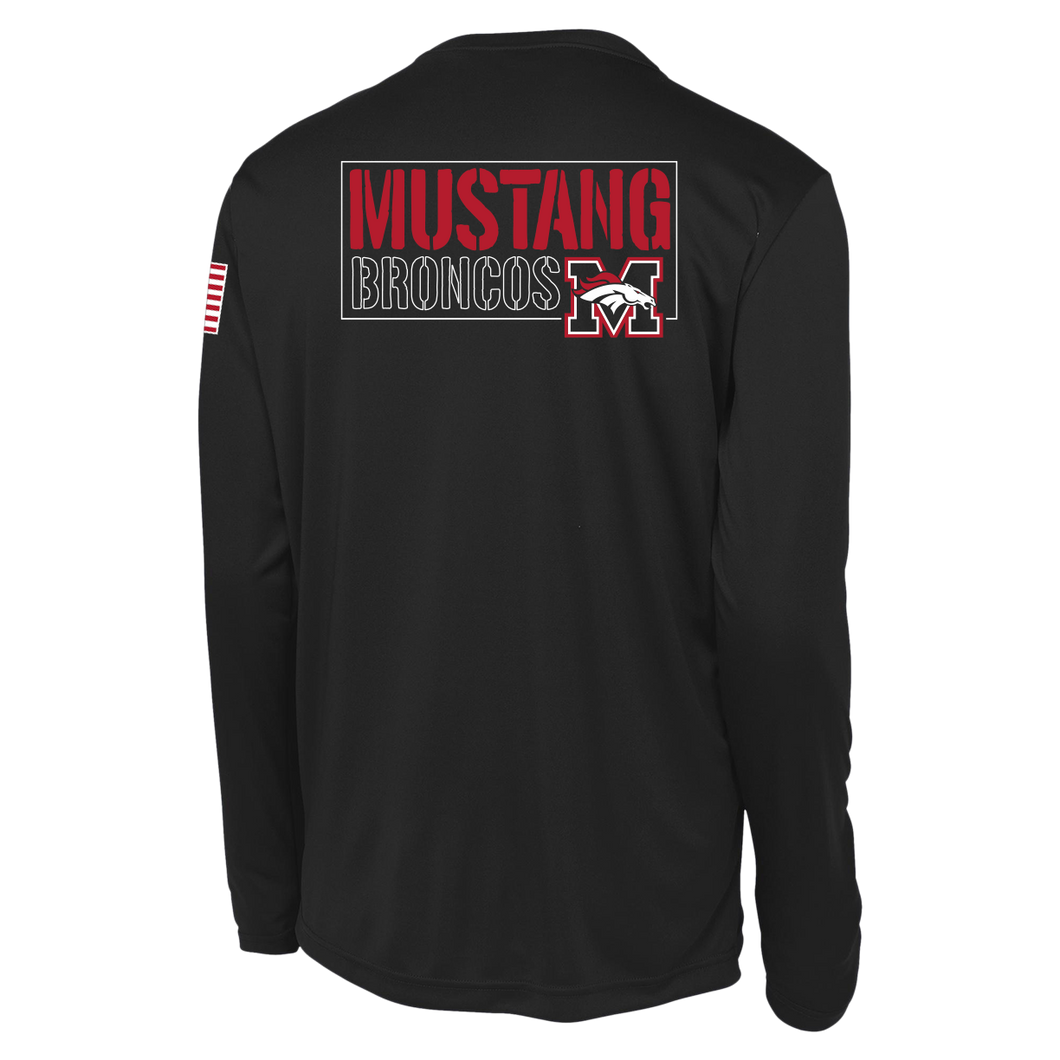Youth Mustang Broncos Rectangle Back Youth LS Competitor Tee