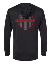 Load image into Gallery viewer, Mustang Broncos Shield Back Hooded LS T Shirt
