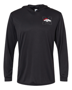 Mustang Broncos Shield Back Hooded LS T Shirt