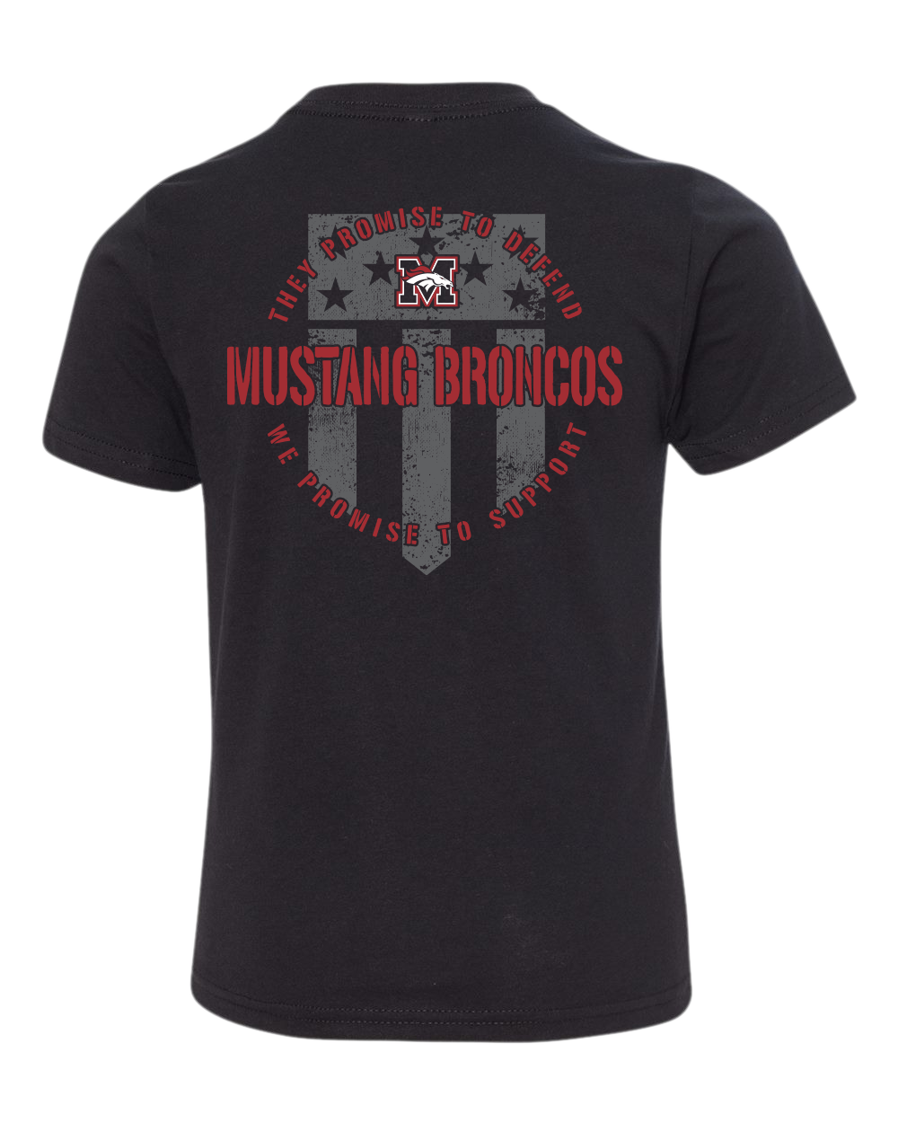 Youth Mustang Broncos Shield Back Youth Next Level T Shirt