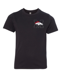 Youth Mustang Broncos Shield Back Youth Next Level T Shirt