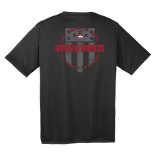Load image into Gallery viewer, Youth Mustang Broncos Shield Back Youth Competitor Tee
