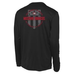 Youth Mustang Broncos Shield Back Youth LS Competitor Tee
