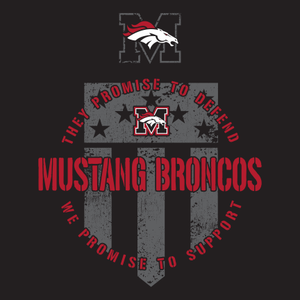 Mustang Broncos Shield Back Next Level T Shirt