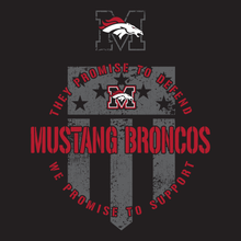 Load image into Gallery viewer, Youth Mustang Broncos Shield Back Youth Next Level T Shirt
